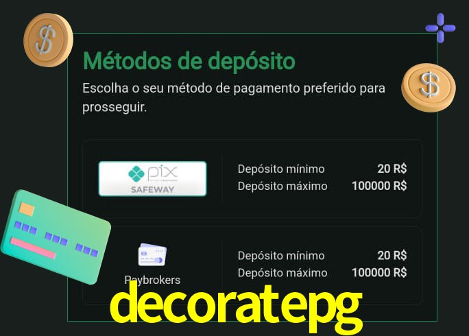O cassino decoratepg oferece uma grande variedade de métodos de pagamento